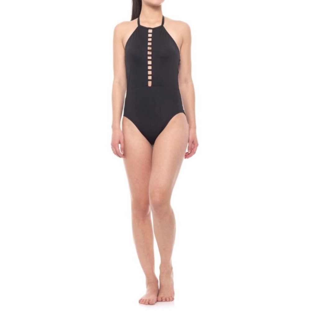 La Blanca high neck black one piece swim suit